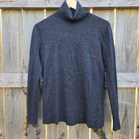 Pendleton Womens 100% Merino Wool Turtleneck Sweater L Dark Gray Quiet Luxury - Picture 1 of 9
